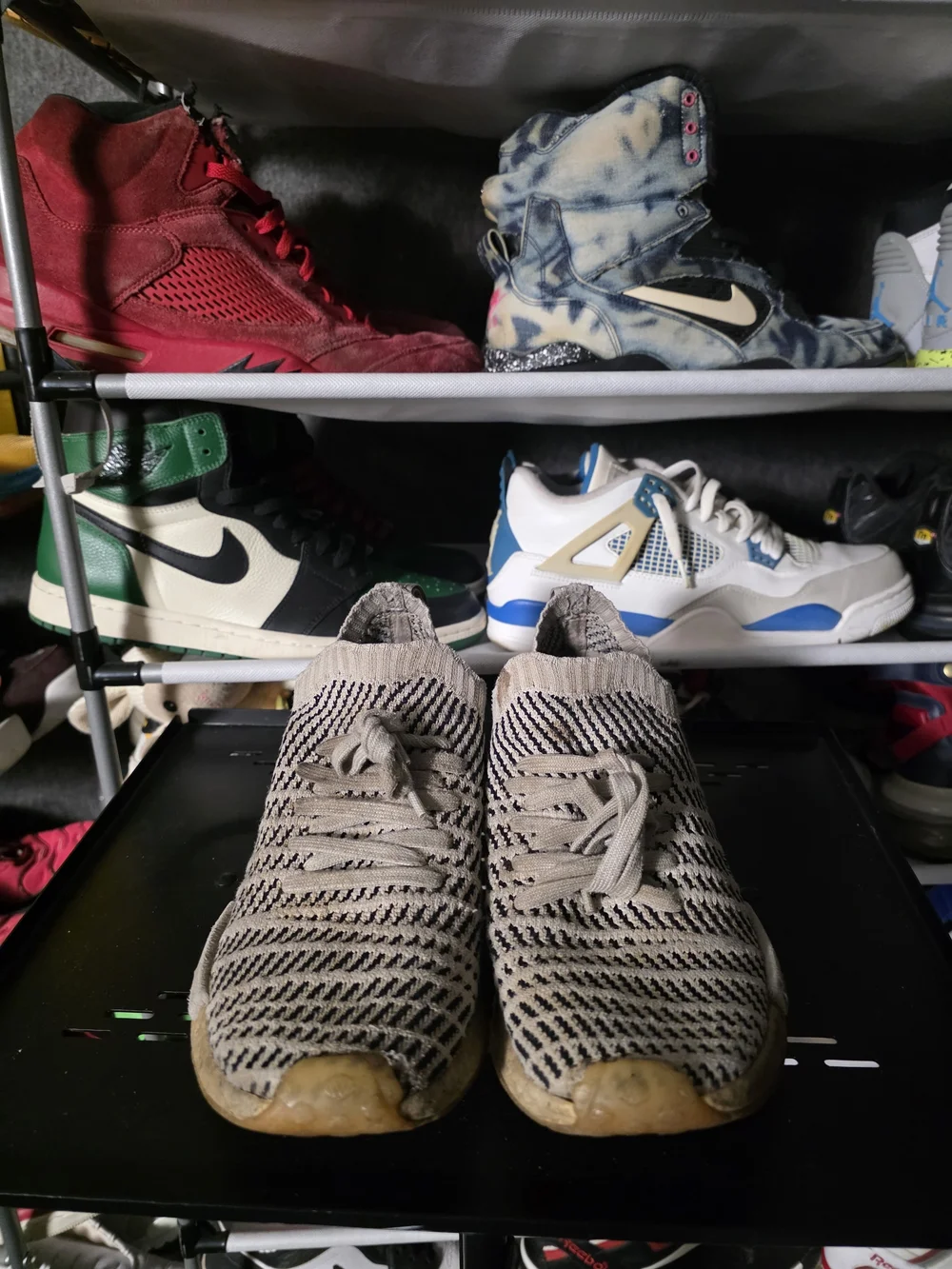 🔥 adidas Men Size 9 NMD Primeknit Sneakers  Beige and Black